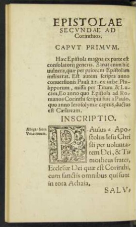 Epistolae Secundae Ad Corinthios.