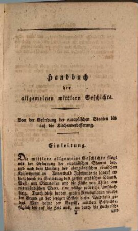 Handbuch der allgemeinen Geschichte, 2. Handbuch der mittlern Geschichte. - 1801