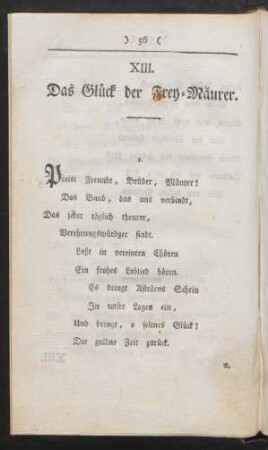 XIII. Das Glück der Frey-Mäurer.