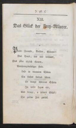 XIII. Das Glück der Frey-Mäurer.