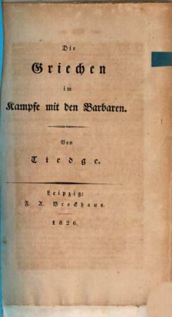 Die Griechen im Kampfe mit den Barbaren