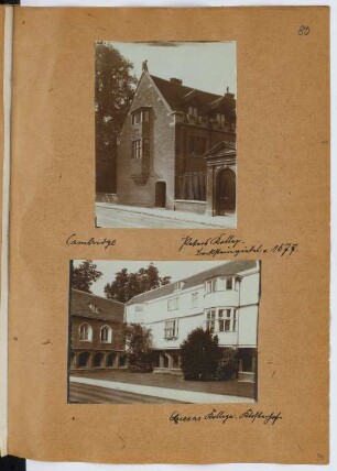 Peters College, Cambridge. Queens, Cambridge: Ansichten (aus: Skizzen- und Fotoalbum 26)