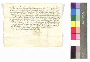 Kilian von Berlichingen gegen Kraft von Hohenlohe: Schuldbrief; aufgedr. Siegel.