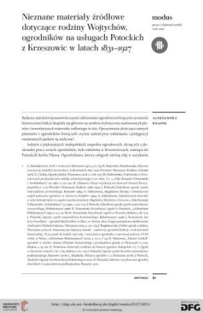 17: Nieznane materiały źródłowe dotyczące rodziny Wojtychów, ogrodników na usługach Potockich z Krzeszowic w latach 1831-1927