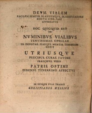Nvmina Vialia Ivvante Deo Consensv Inclvti Philosophorvm Senatvs Vt in Eodem Olim Obtineret Locvm, Dissertatio Prior