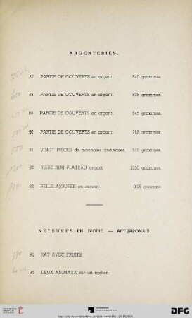 Argenteries (Nr. 87-93)