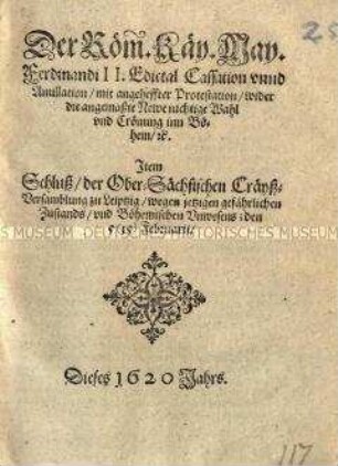 Ungültigerklärung des Kaisers Ferdinand II. der Krönung Kurfürst Friedrichs von der Pfalz zum König von Böhmen