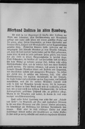 Allerhand Unsitten im alten Hamburg.