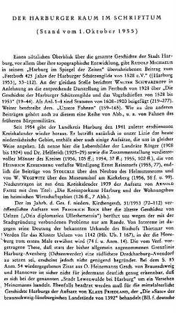 Der Harburger Raum im Schrifttum (Stand vom 1. Oktober 1955)