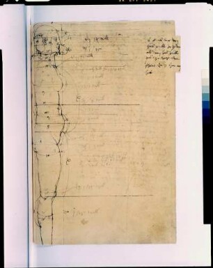 Blatt 156r: Proportionsstudie zu einer weiblichen Figur im Profil : Skizzenbuch von Albrecht Dürer. Blatt 156r: Proportionsstudie zu einer weiblichen Figur im Profil. Papier, Feder, Tusche; 29,4 x 20,5 cm (Blattgröße). Bezeichnet 1509. Dresden: SLUB Mscr.Dresd.R.147.f