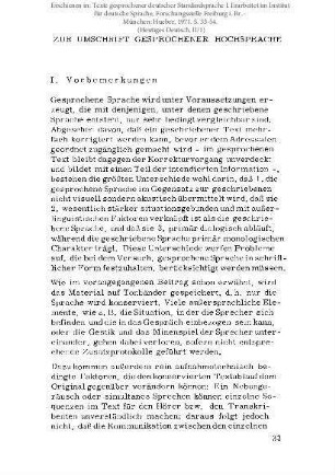 Zur Umschrift gesprochener Hochsprache