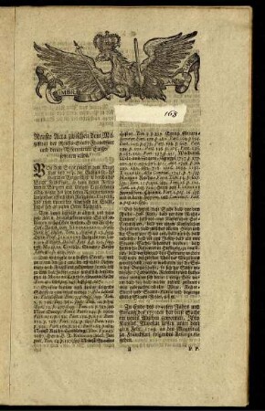 Reuste Acta zwischen dem Magistrat der Reichs-Stadt Franckfurt und denen Reformirten Eingesessenen allda.