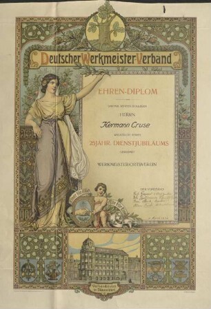 Ehrendiplom für Hermann Cruse, Aschaffenburg