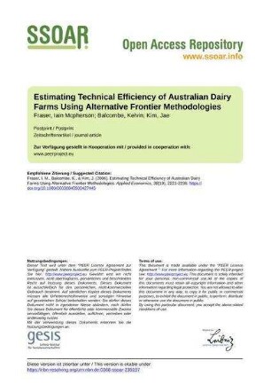 Estimating Technical Efficiency of Australian Dairy Farms Using Alternative Frontier Methodologies