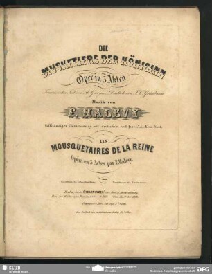 Die Musketiere der Königin : Oper in 3 Akten