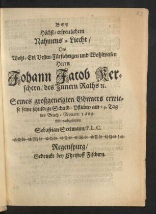 Bey Höchst-erfreulichem Nahmens-Liecht