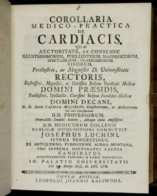 Corollaria Medico-Practica De Cardiacis