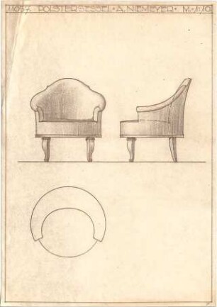Niemeyer, Adalbert; Wohnräume, Möbel - Polstersessel (Ansichten)