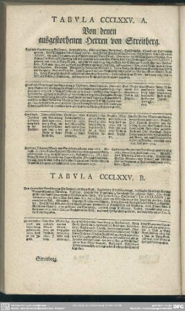 Tabula CCCLXXV. Von denen ausgestorbenen Herren von Streitberg