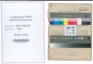 Entnazifizierung Fritz Grimm , geb. 04.05.1913 (Beamter)