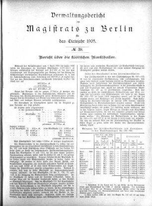 No. 39. Bericht über die städtischen Markthallen