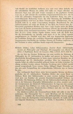 348-349 [Rezension] Dilthey, Wilhelm, Schleiermachers System als Philosophie