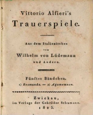 Vittorio Alfieri's Trauerspiele, 5