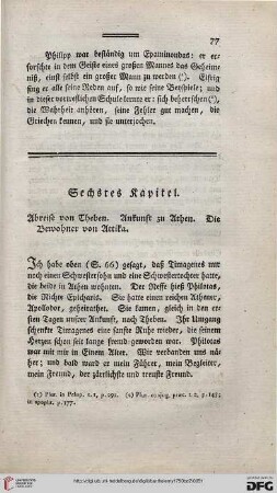 Sechstes Kapitel: Abreise von Theben. Ankunft zu Athen. Die Bewohner von Attika