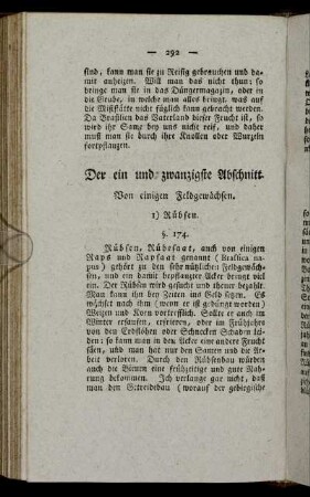 Der ein und zwanzigste Abschnitt. Von einigen Feldgewächsen.
