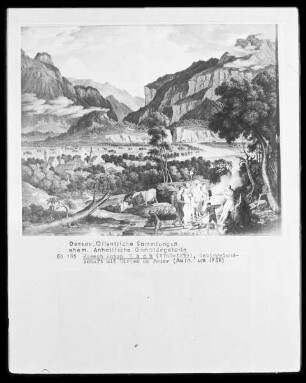 Gebirgslandschaft mit Hirten am Feuer