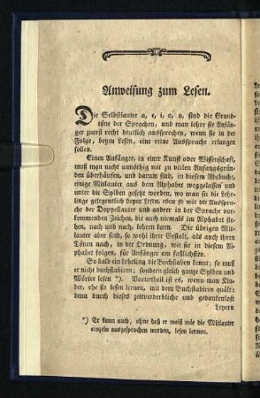 Anweisung zum Lesen