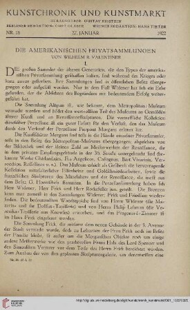 Neue Folge 33 = Jahrgang 57: Die amerikanischen Privatsammlungen, 1