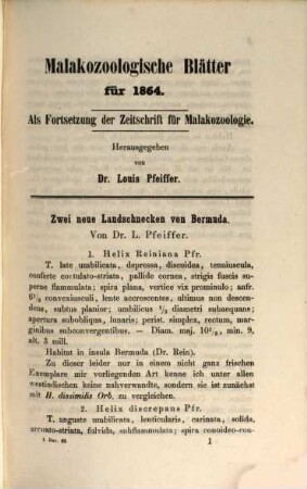 Malakozoologische Blätter. 11, 11. 1864