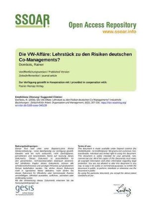 Die VW-Affäre: Lehrstück zu den Risiken deutschen Co-Managements?