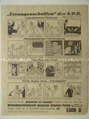 Illustriertes Propagandaflugblatt der NSDAP zur sächsischen Kommunalwahl
