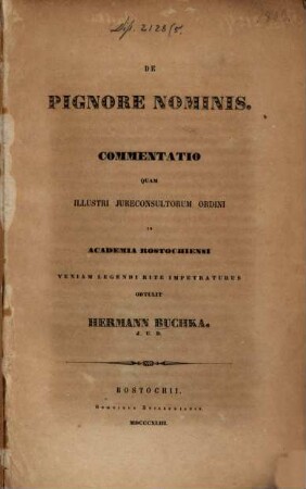 De pignore nominis : commentatio