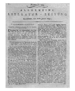 (Fortgesetzte Anzeige der Schriften über die Revolution von Frankreich): Brissot de Warville, J. P.: Plan de conduite pour les députés du peuple aux Etats-Généraux. [S. l.] 1789