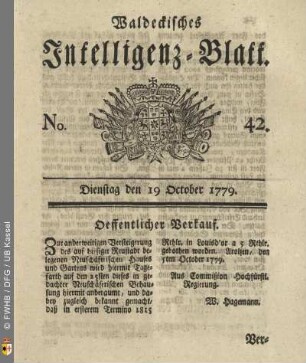 No. 42, Dienstag den 19 October 1779