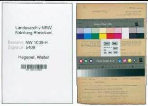 Entnazifizierung Walter Hegener , geb. 09.01.1914 (Drogist)