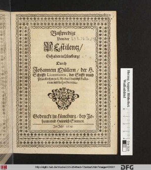 Bußpredigt Von der Pestilentz