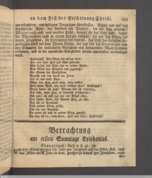 Betrachtung am ersten Sonntage Epiphanias.
