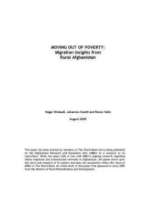 Moving out of poverty : migration insights from rural Afghanistan