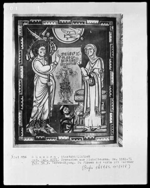 Breviarium — Verkündigung mit dem Stifter Abt Walther, Folio 56verso