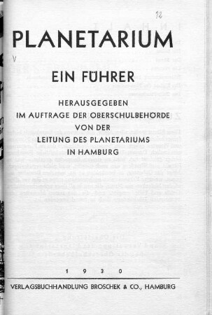 Planetarium : ein Führer