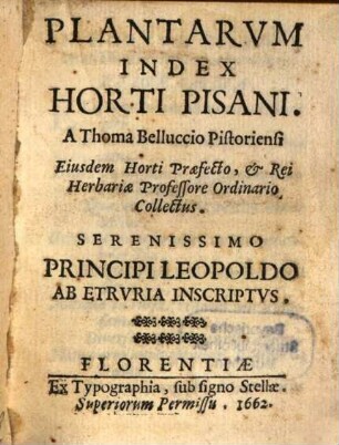 Plantarum Index Horti Pisani