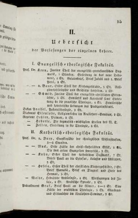 15-18, II. Uebersicht der Vorlesungen der einzelnen Lehrer