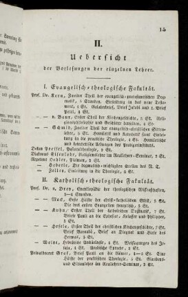 15-18, II. Uebersicht der Vorlesungen der einzelnen Lehrer