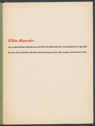 Ella-Kursiv : die zugkräftige Reklame-Schrift