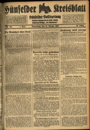 Erste Ausgabe vom Donnerstag, den 19. Oktober 1933.