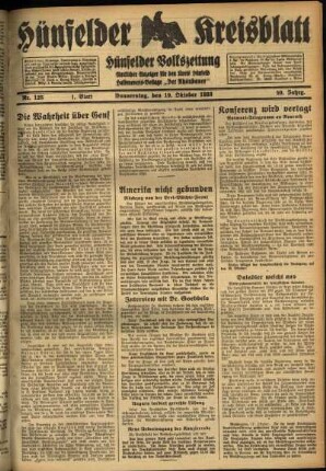 Erste Ausgabe vom Donnerstag, den 19. Oktober 1933.